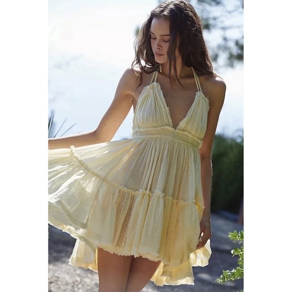 Free People Dresses & Skirts - Free People 100 Degrees Of Shine Mini Dress Mesh Sleeveless Ruched Size Large
